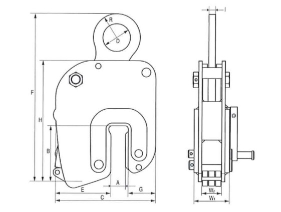 NNE豎吊無(wú)傷鋼板夾鉗尺寸
