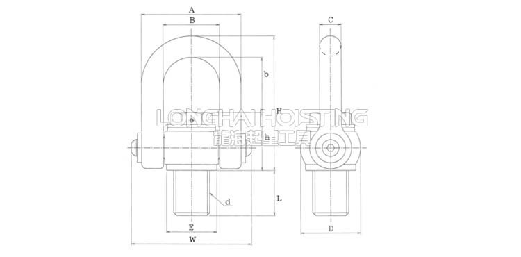 日本速浪鐵工NANIWA HBM旋轉吊環尺寸圖