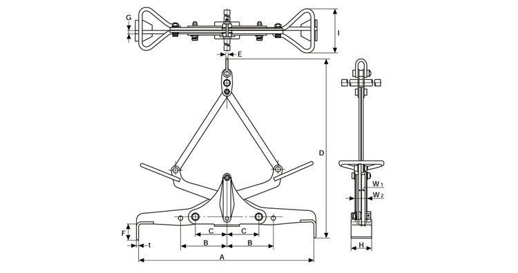 UGMA型鷹牌混凝土吊夾具尺寸