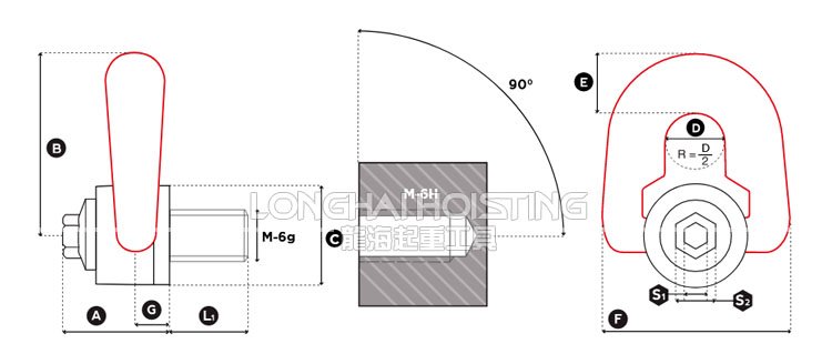 DSP萬向旋轉(zhuǎn)吊環(huán)尺寸